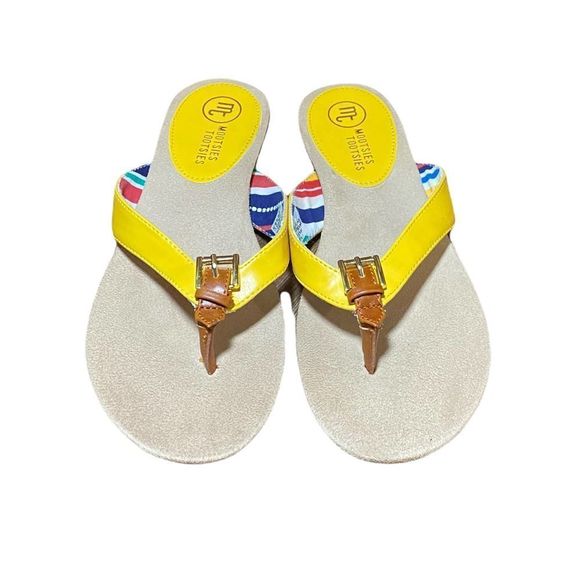 Mootsie Tooties Moblue Yellow Thong Flip Flop Sandals Size 7 - Picture 1 of 6